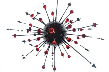 A clock with multiple arrows pointing at different times, ideal for time management and scheduling concepts