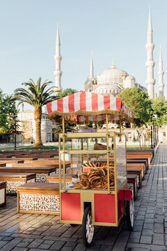 Food seller's cart in the morning outside the Haggia Sofia