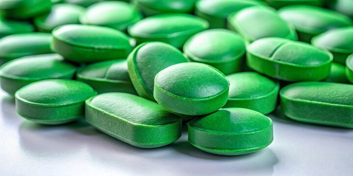 Green Xanax 2mg Tablets on a White Surface for Pharmaceutical and Medical Related Concepts