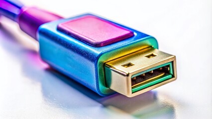 High-Quality Close-Up of a USB Micro Plug Connector on a Clean White Background for Technology Use