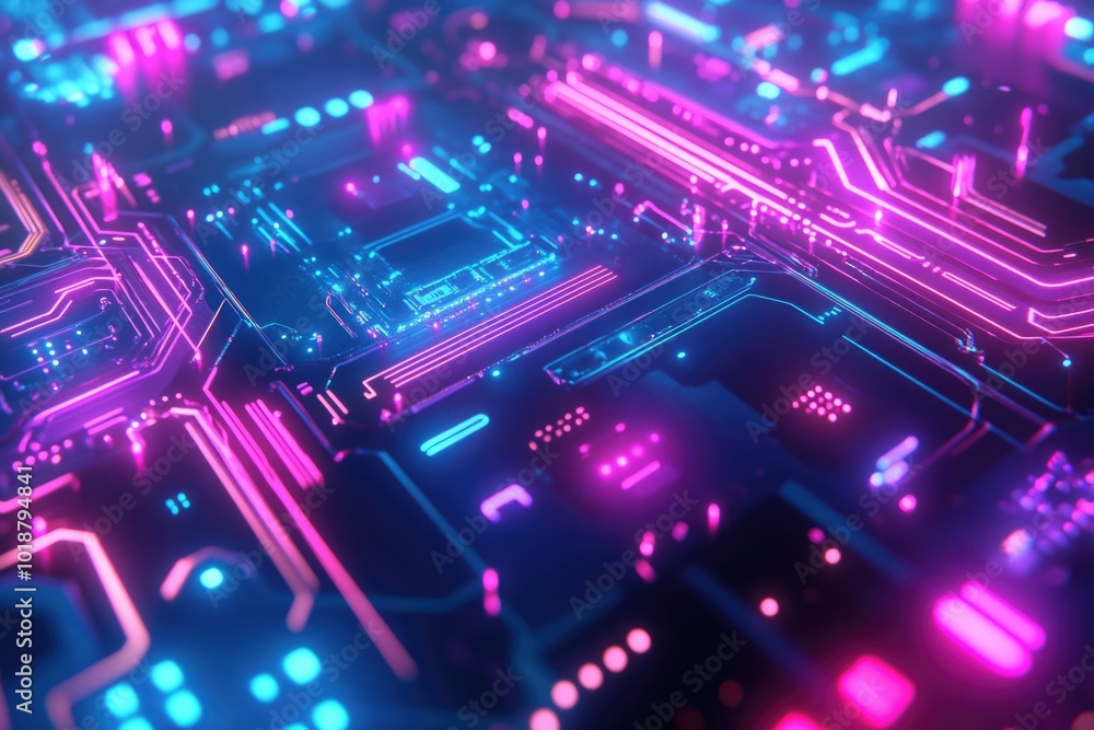 Poster A detailed view of a computer circuit board, ideal for technology and electronics-related projects