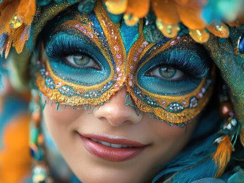 Joyful Carnival party street performer images capturing the lively spirit of street performers in colorful costumes