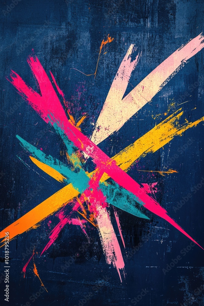 Poster multicolored abstract painting on a dark background