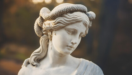 Fototapeta premium Mystical stone statue with snakes in hair.