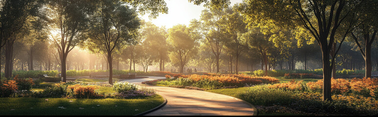 Fototapeta premium AI-guided nature park, blending nature with subtle digital enhancements