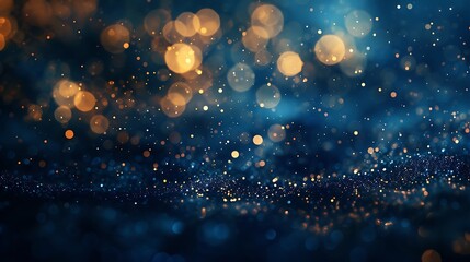 Glitter vintage lights background. gold and blue. de-focused