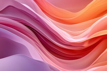 Abstract Curved Layers of Pink, Red, and Orange