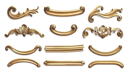 Collection of Artistic Gold Frames With Ornate Designs and Shapes Generative AI