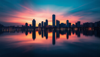 Fototapeta premium sunset over the city