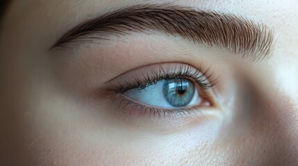 Obraz premium A close-up shot of a woman's blue eye, suitable for beauty and health-related uses