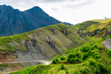 A picturesque landscape with a mountain river in the Emanuel Valley. Caucasus