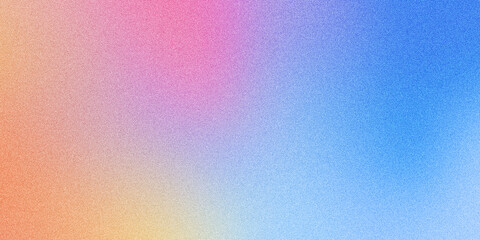 Obraz premium Background, gradient grain with color gradation and grainy noise texture. Grain gradient background of abstract neon holograph glow and halftone colors mesh