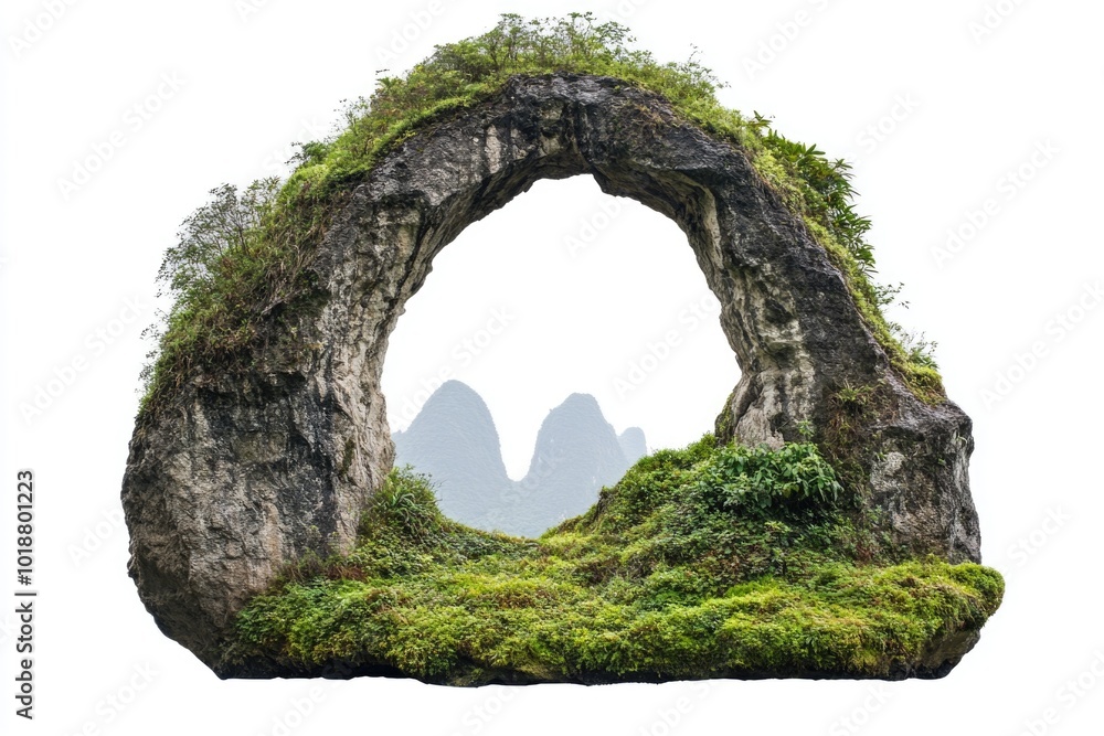 Poster a geological formation featuring a natural hole or opening, suitable for use as a background or to c