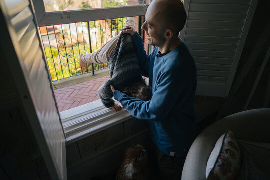 Father playing with son