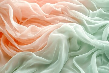 Obraz premium Draped Peach and Green Sheer Fabric