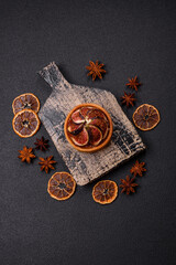 Sweet tart with figs, cheese cream and pecans