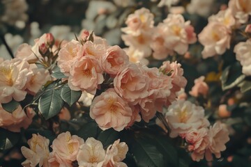 A bouquet of pink flowers surrounded by green leaves