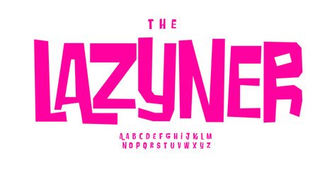 Playful joyful alphabet, fresh uneven letters, cartoon font for cheerful typographic, exaggerated titles design, kid logos, funny energetic headlines. Vector typeset © artyway