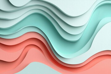Fototapeta premium Abstract Wavy Layers in Pastel Blue, White, and Coral