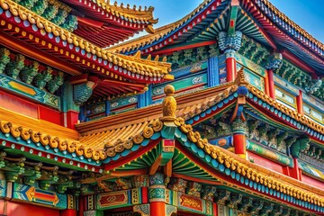 Obraz premium Intricate Patterns and Textures of Traditional Chinese Architecture and Nature in Stunning Detail