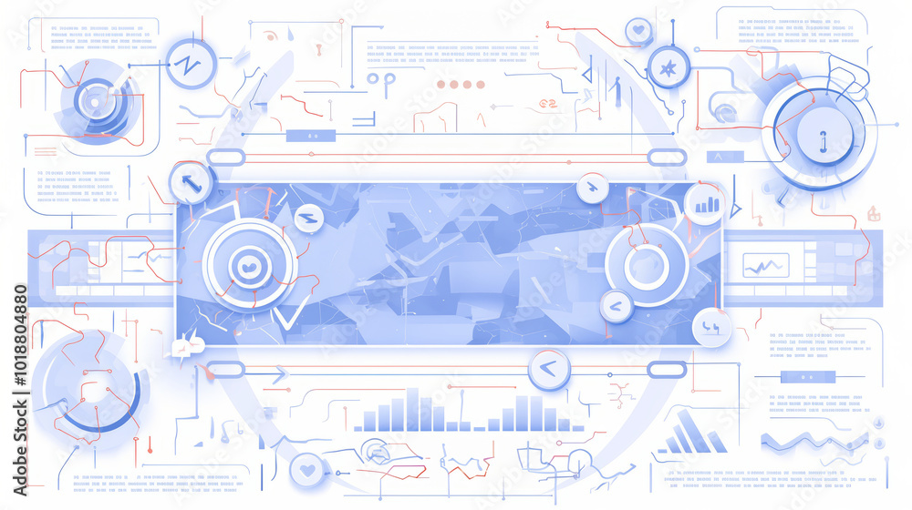 Poster futuristic digital interface with abstract technology elements