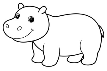 Delightful Cartoon Style Vector of a Cute Baby Hippopotamus
