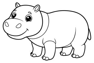 Sweet Baby Hippopotamus Vector Design in Colorful Cartoon Style
