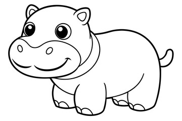 Adorable Baby Hippo Vector Illustration in Playful Cartoon Style
