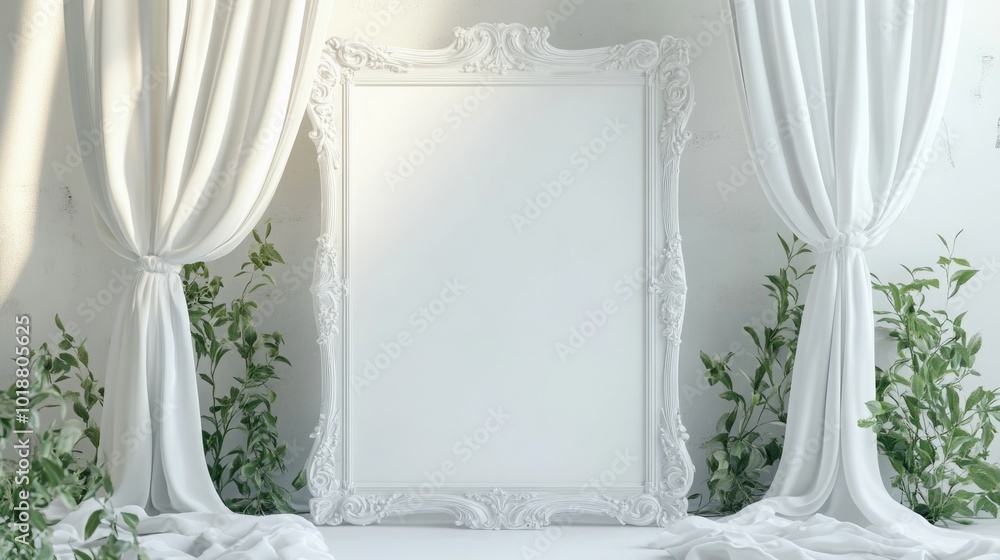 Poster a picture frame sits on a white table, ready for display