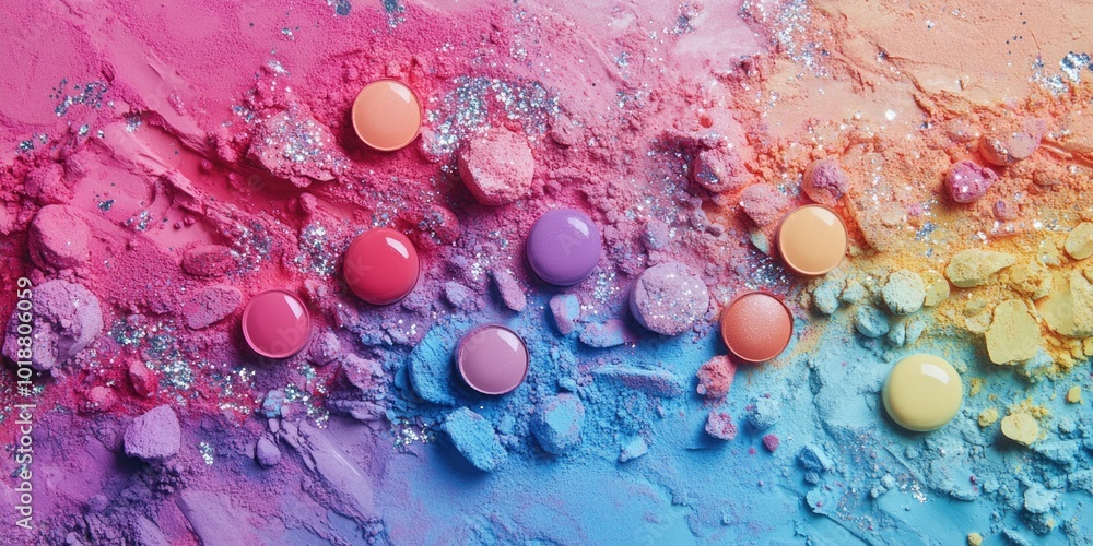 Poster a close-up shot of a colorful powdered mix, suitable for creative projects and designs