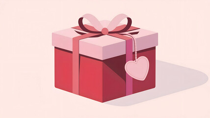 Obraz premium Red Gift Box with Pink Ribbon and Heart