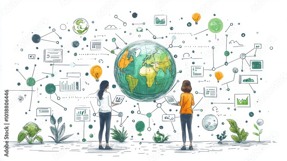 Poster global network connection concept with diverse individuals using technology