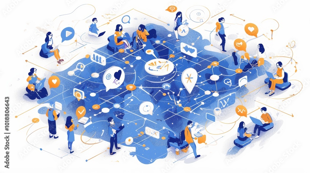 Poster global network connection through social networking and communication