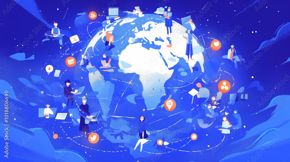 Poster global network connection through virtual collaboration and technology platforms