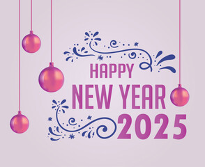 Happy New Year 2025 Design Festive Purple And Blue Abstract Illustration Vector