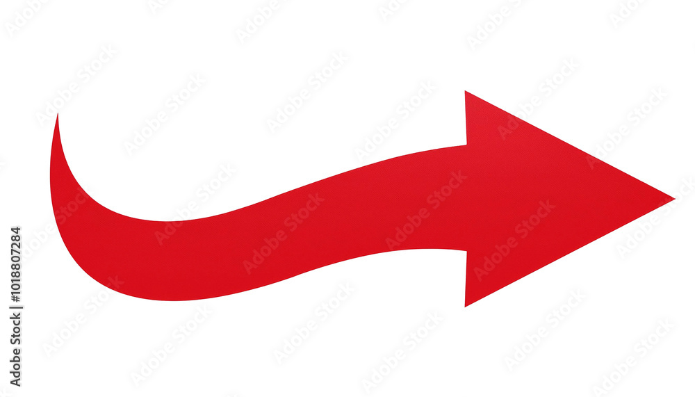 Poster red curved arrow on transparent background for versatile use