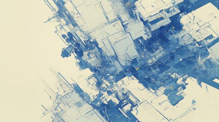 Obraz premium Abstract industrial backdrop with geometric patterns and blue tones