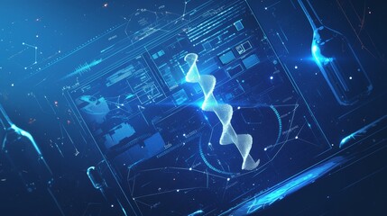 Naklejka premium Futuristic digital interface with global medical network visualization