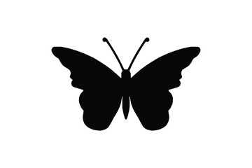 Butterfly Silhouette, Isolated Insect Illustration on White Background