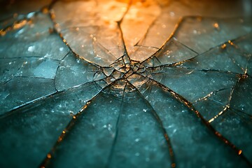 Abstract background of shattered glass with light reflections