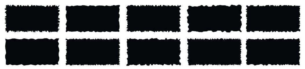 Set of ripped paper, jagged rectangle, torn paper frames vector illustration