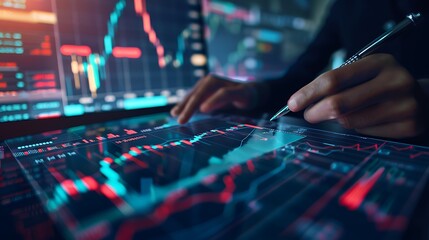 Stock market or forex trading graph and candlestick chart suitable for financial investment concept. Economy trends background