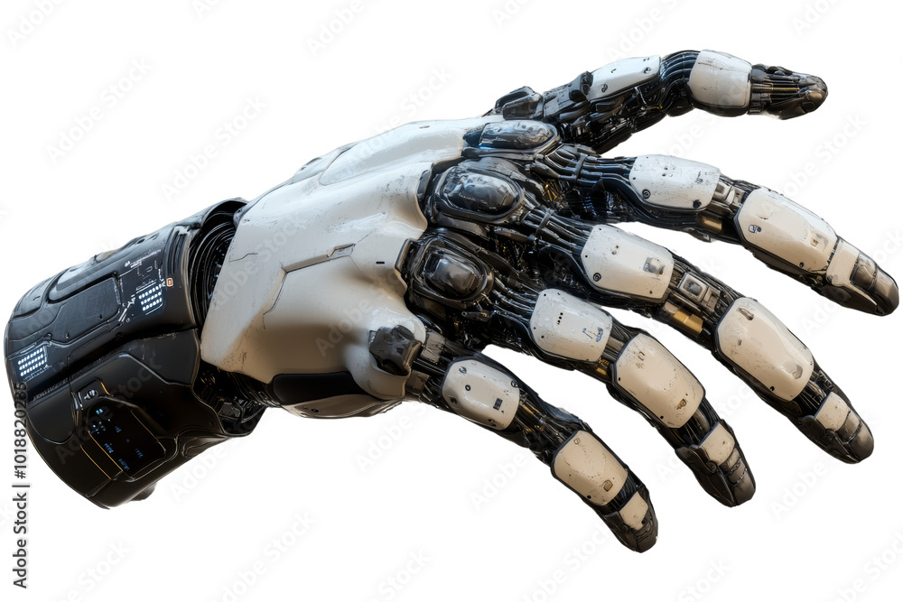 Poster Futuristic robotic hand, demonstrating advanced design and technology.