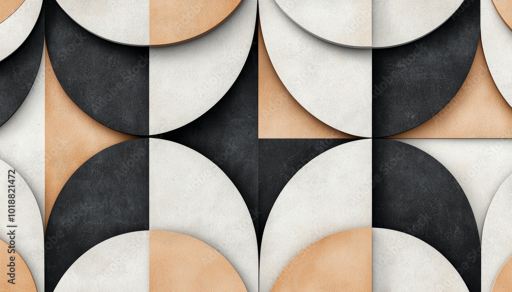 Poster abstract geometric flowers in neutral tones create a minimal yet dynamic pattern against a soft, mut