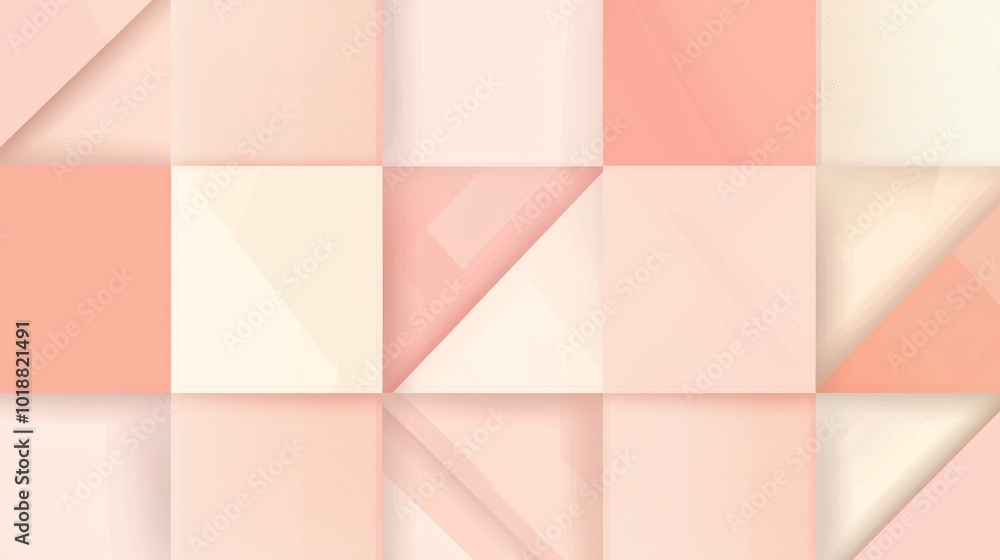 Poster Abstract geometric shapes in soft pastel colors, arranged in a repeating grid pattern for a clean and minimal look