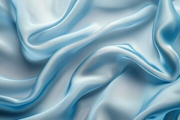 Fototapeta premium Abstract Draped Light Blue Satin Fabric
