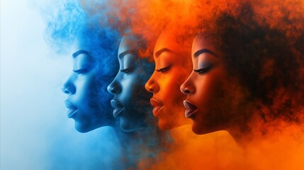 Black History Month colourful abstract illustration of Diverse representations of African-American across different fields.