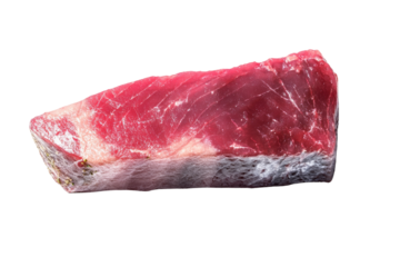 Fresh piece of raw red meat on a white isolated background.