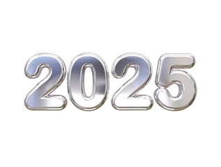 Happy new year 2025 with shiny silver text effect illustration