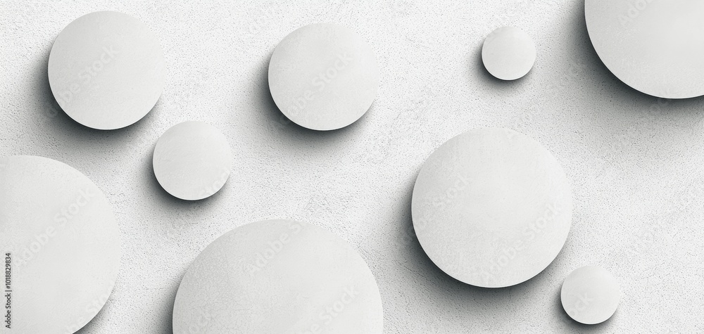 Poster tiny hand-drawn circles in soft grey, scattered randomly on a white background for a playful yet sub